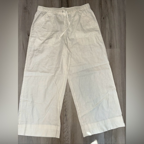 Max Studio Wide Leg Linen-Blend Trouser Pant Women's Size: large - Picture 1 of 3